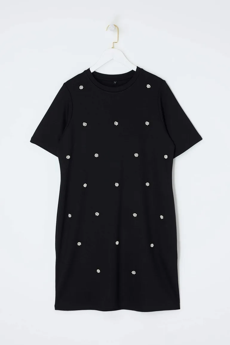 Black Pearl Turvakar Sleeve Mini Knitted Plus Size Dress - 3
