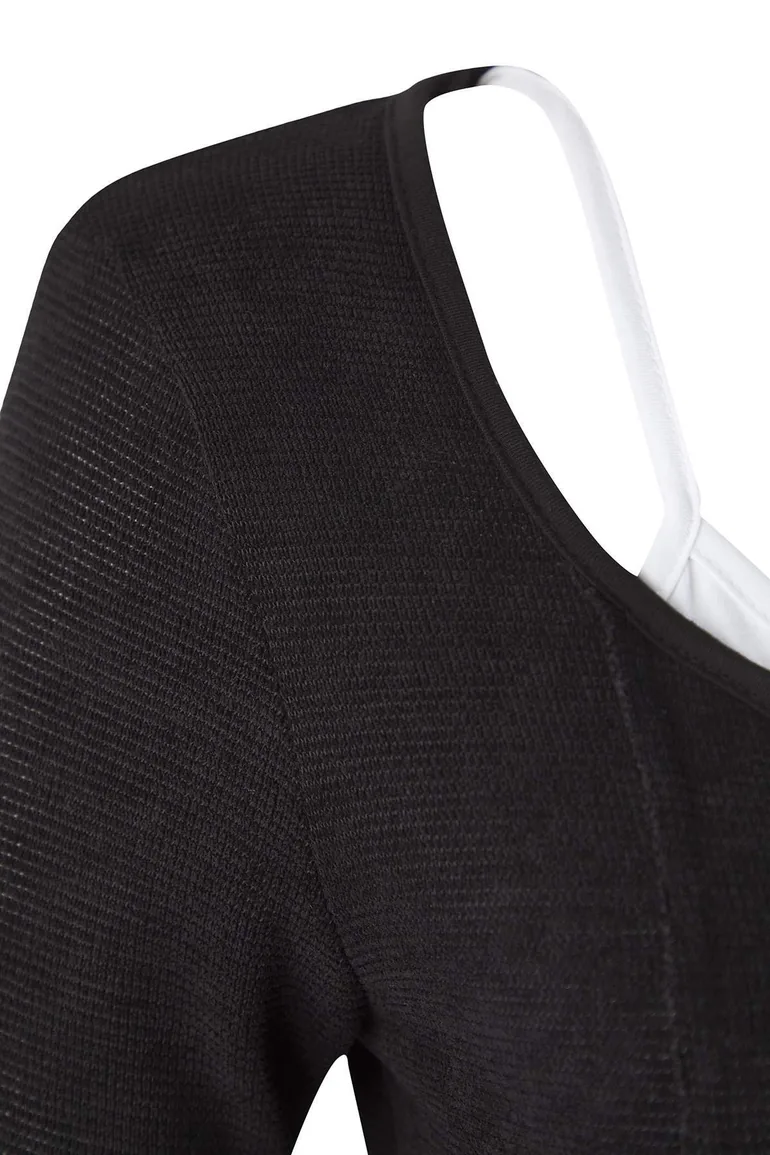 Black V-Neck Snap Detailed Knitted Plus Size Blouse - 2