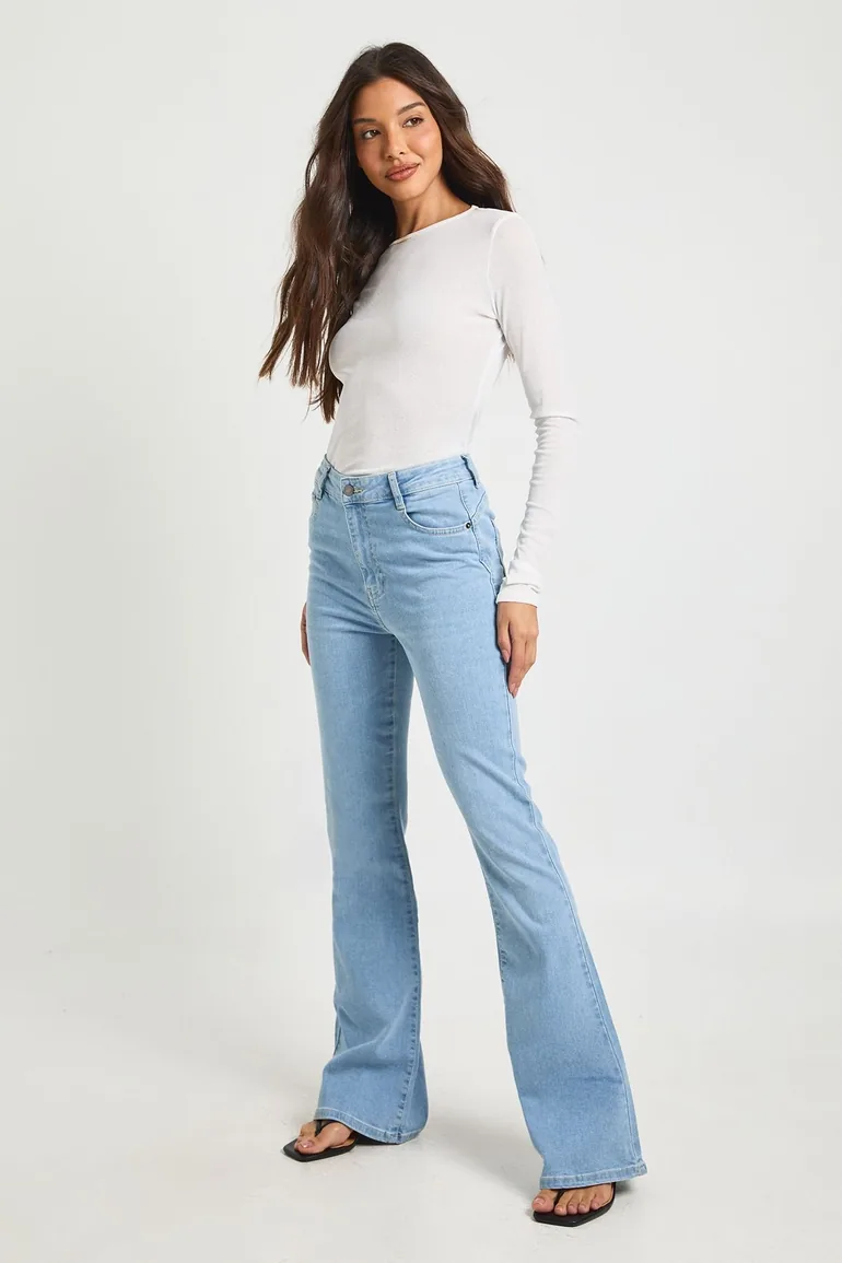 High Waist Booty Lifting Flared Jean - light wash - 2