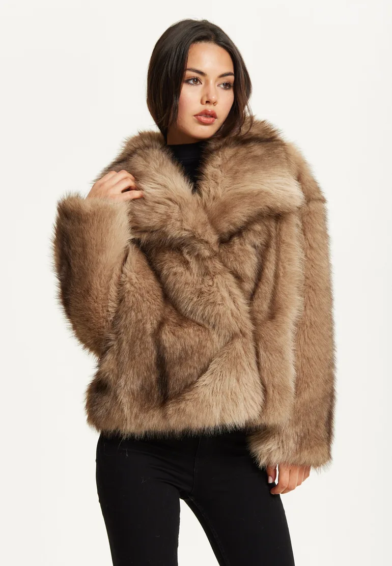 Camel Faux Fur Coat