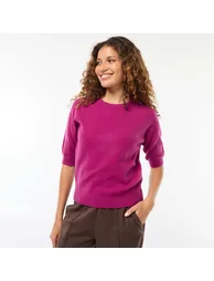 Knitted sweater with mid-length sleeves PURPLE - 1