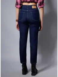 High Rise Regular Fit Jeans with Pockets - 2