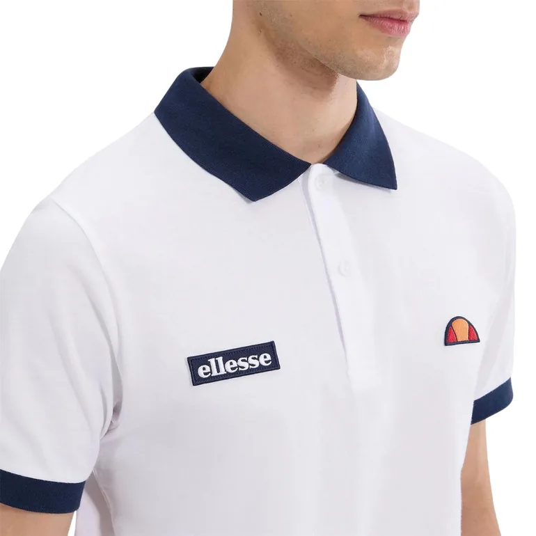 Ellesse Mens Lessepsia Polo Shirt - White/Navy - 2