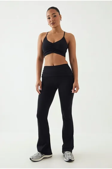 DSGN Studio Sculpt Fold Over Waist Flared Legging - black