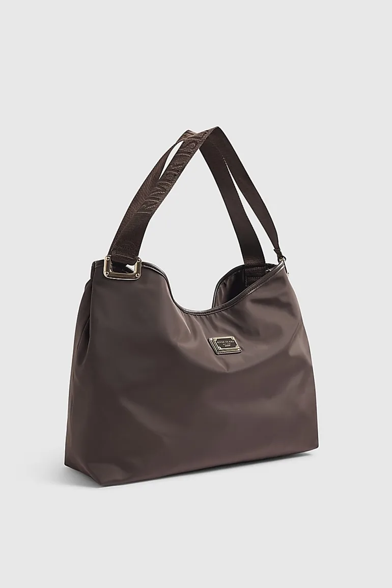 Brown Nylon Slouch Shopper Bag