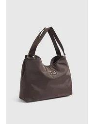 Brown Nylon Slouch Shopper Bag
