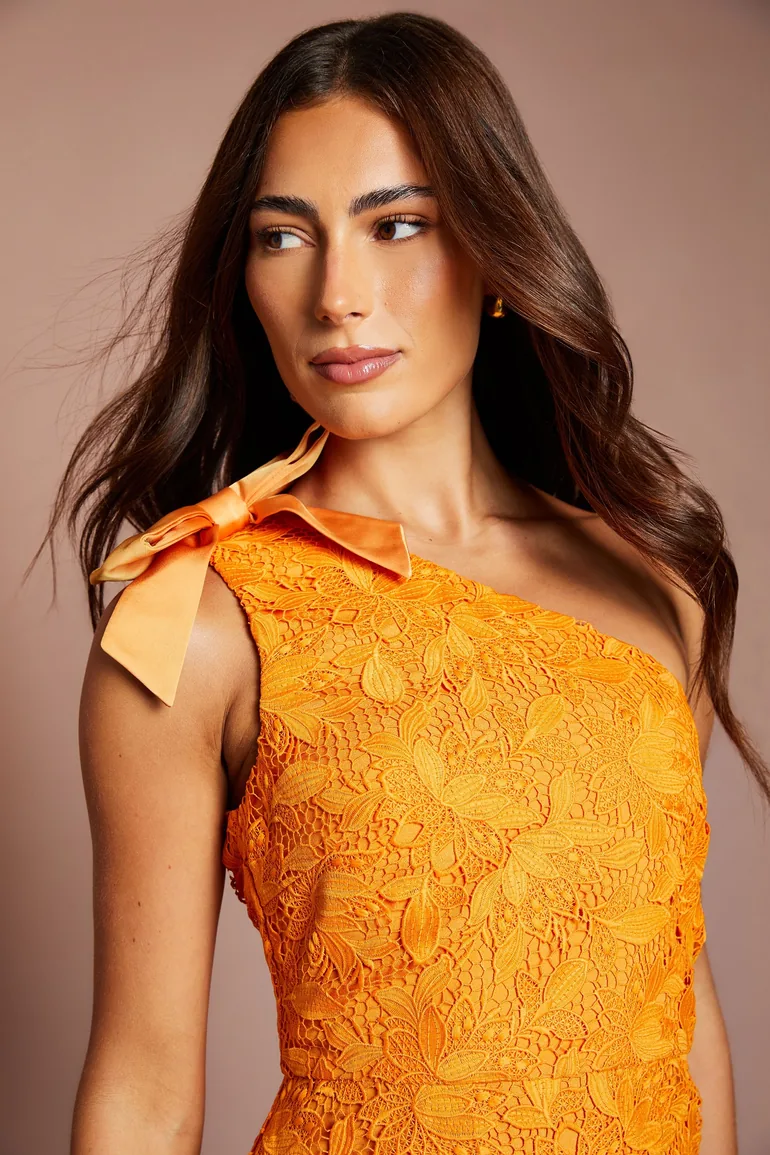 Lisa Tan One Shoulder Bow Detail Midi Dress - 3