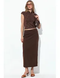 BUSEM Midi Straight Crepe Skirt