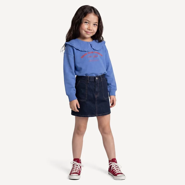 Fleece Slogan Sweatshirt with Peter Pan Collar - 5