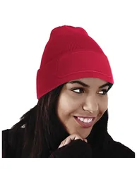 Beechfield Unisex Plain Winter Beanie Hat / Headwear (Ideal for Printing) - Classic Red - 2