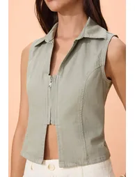 Light Khaki Shirt Collar Slim Fit Shirt - 2