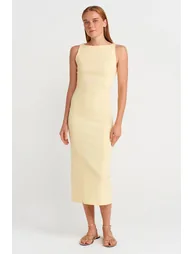 Dilvin Sleeveless Midi Bodycon Dress With Slit