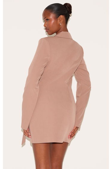 Taupe Plunge Tie Side Blazer Dress product thumbnail 3