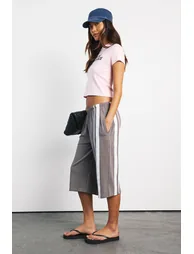 Loopback Low Rise 3/4 Jort With Stripe - charcoal - 1