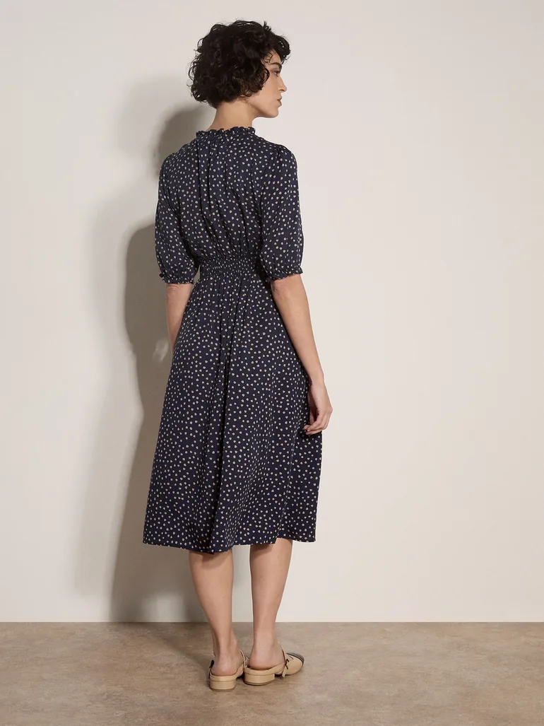 Polka Dot Ruffle Midi Dress - 2