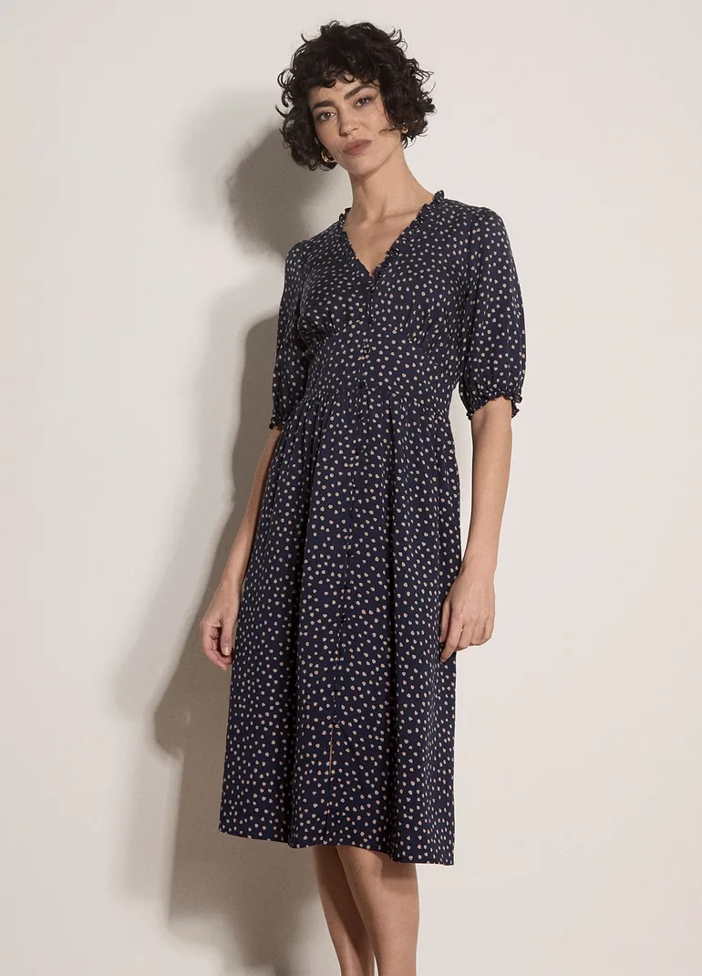 Polka Dot Ruffle Midi Dress - 3