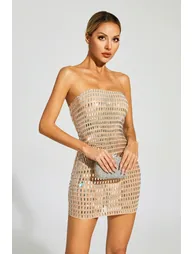 Boris Champagne Diamond Mini Dress - 3