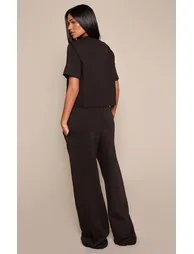 Tall Black Drawstring Wide Leg Joggers - 3