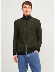 High Neck Full Zip Knitted Cardigan - 2