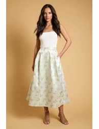 Bow Detail Jacquard Skirt
