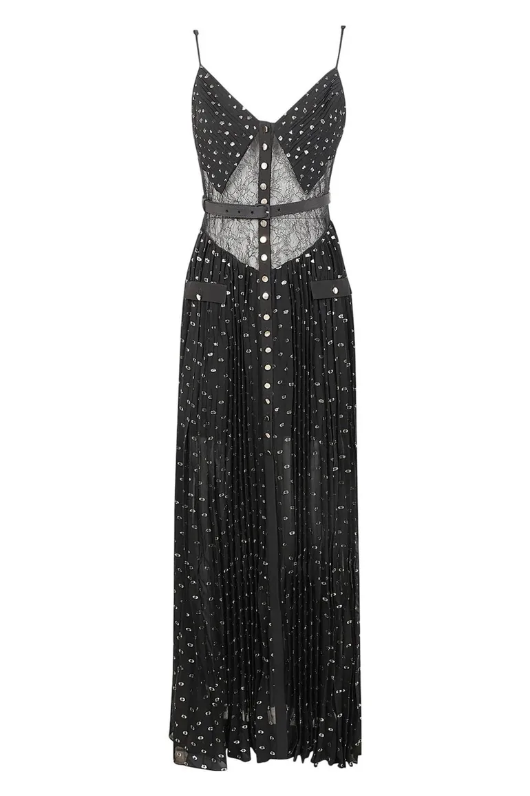 Andrea V-neck Semi-sheer Chiffon Maxi Dress - 9