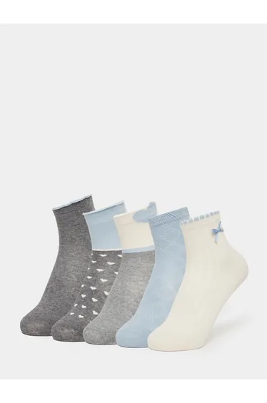 Pack of 5 - Kids Ribbed Ankle Socks
