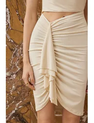 Ruched Asymmetrical Cut Out Midi Dress - 1