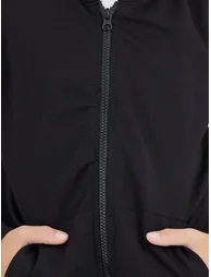 Black Full Zip Hoodie with Pockets - 3