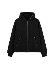 Black Hooded Low Sleeve Oversize Knitted Sweatshirt - 7