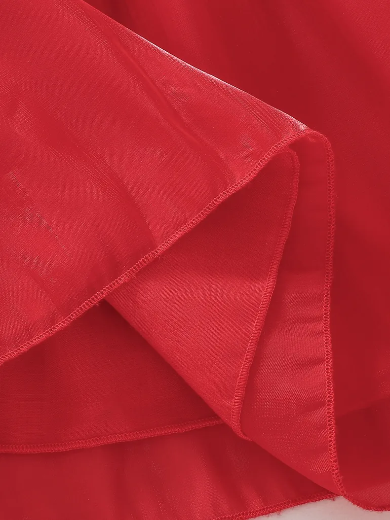 Girls Red Ruffled Detail Dress - 5
