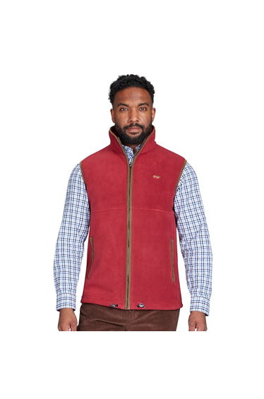 Raging Bull Mens Fleece Gilet - Burgundy
