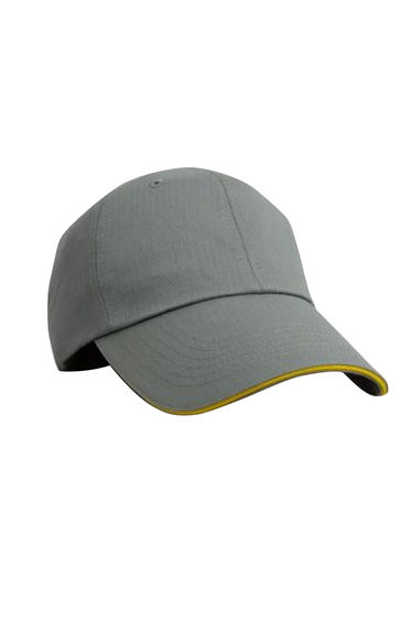 Result Unisex Herringbone Contrast Colour Sandwich Peak Baseball Cap - Grey/Yellow