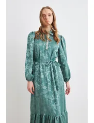 Mayra Embellished Jacquard Dress - Mint - 4