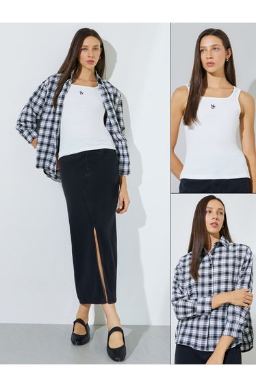 Pack of 2 - Checked Long Sleeve Shirt and Tank Set