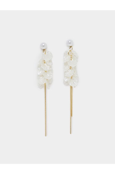 White Pearl Petal Dangle Earrings