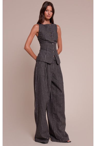 Charcoal Tailored Brushed Woven Waistcoat