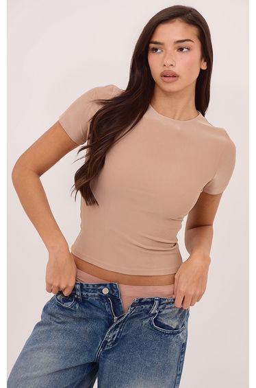 Bone Polyamide Longline T- Shirt