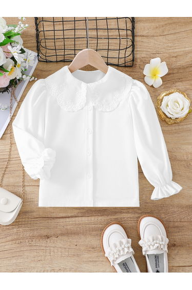 Solid Peter Pan Collar Buttoned Shirt