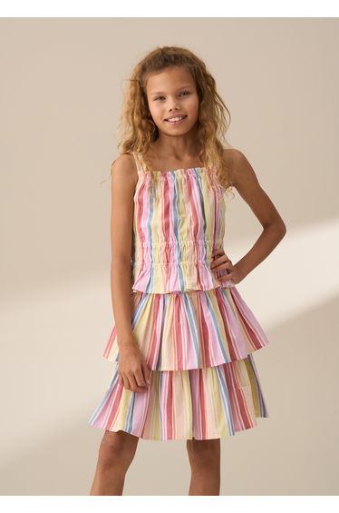 Faye Multi Stripe Shirred Top