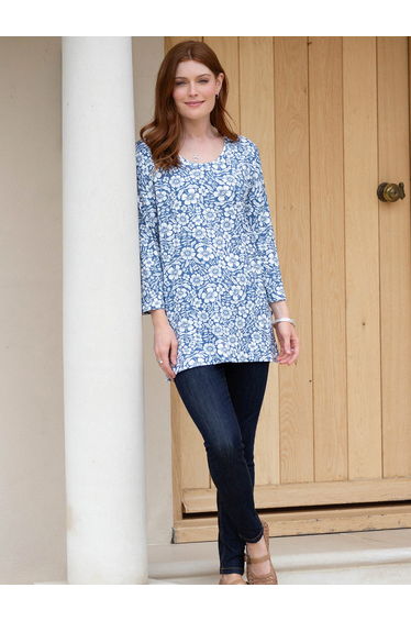 Symondsbury 3/4 sleeve jersey tunic full bloom