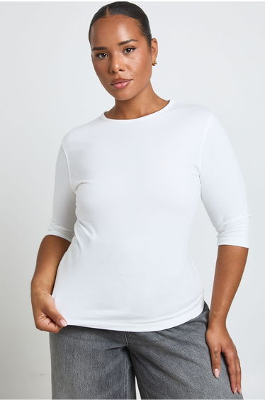 Plus 3/4 Sleeve Top - white