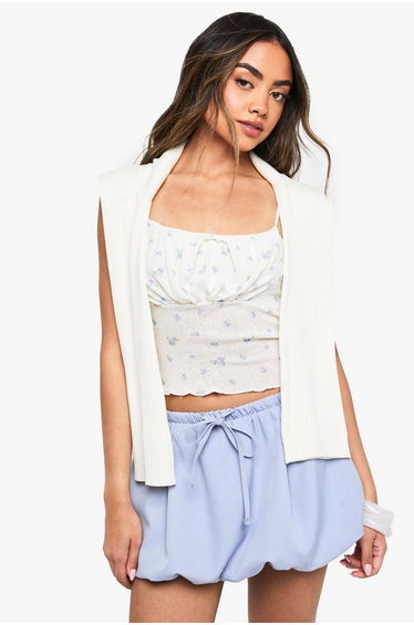 DITSY PRINTED MESH CAMI - white