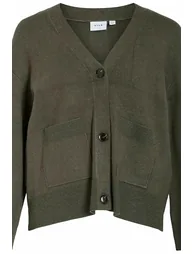 Patch Pocket Cardigan with V-Neck - 1