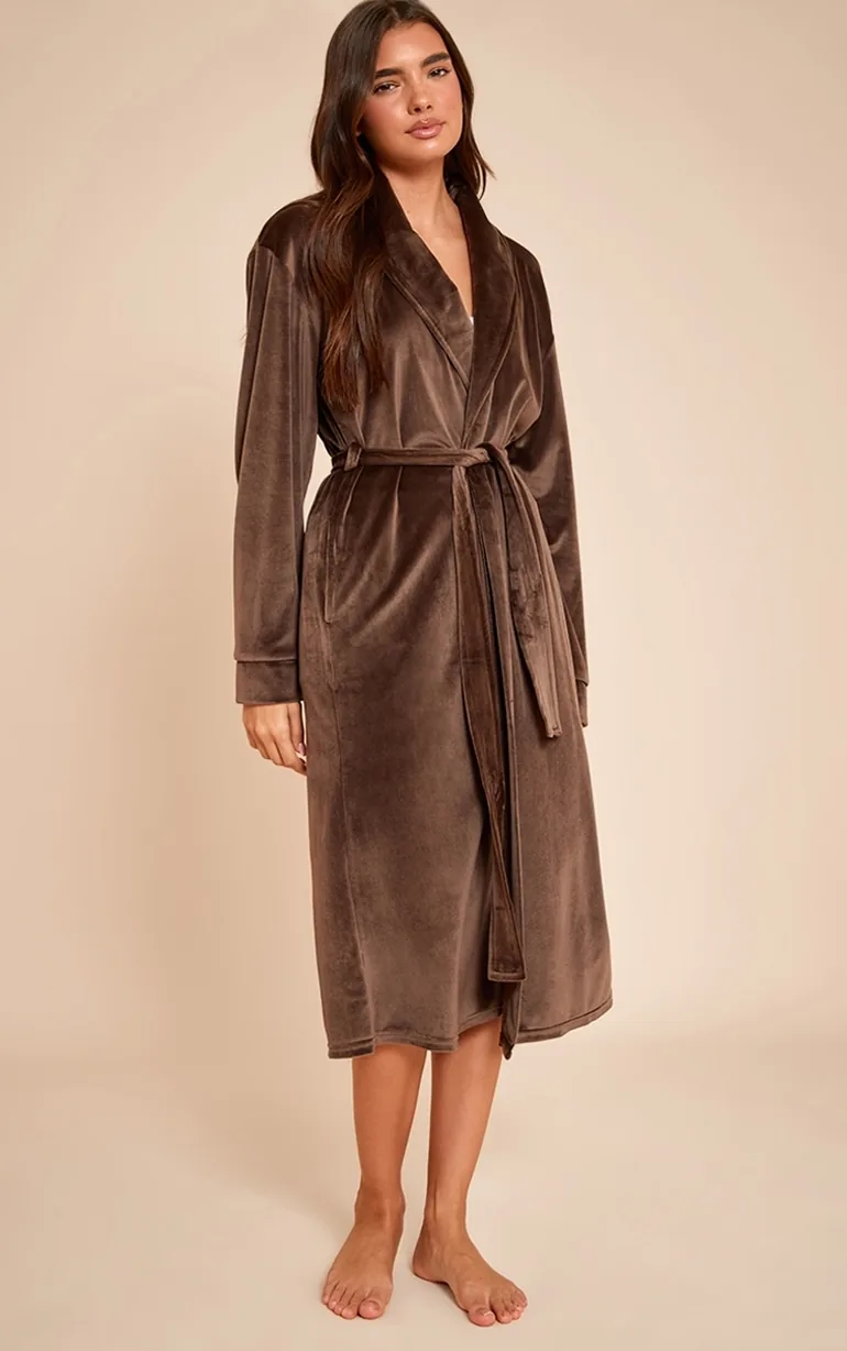 chocolate brown dressing gown Chocolate Brown Long Vintage Sleeve Robe for Elegant Seduction XXL / Dark Brown