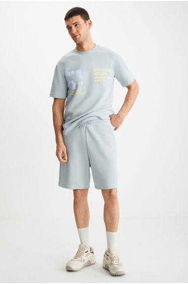 Men's 75% Cotton 25% Polyester printed Blue T-Shirt