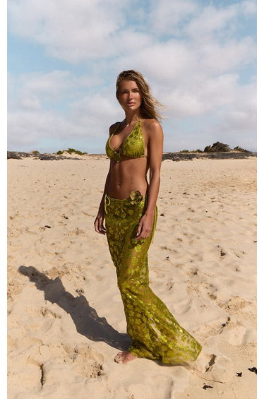 Olive Sequin Maxi Beach Skirt