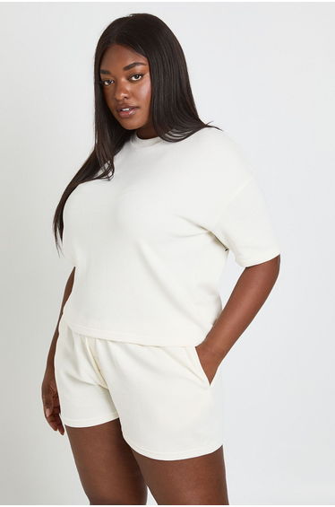 Waffle Boxy T-shirt - ecru
