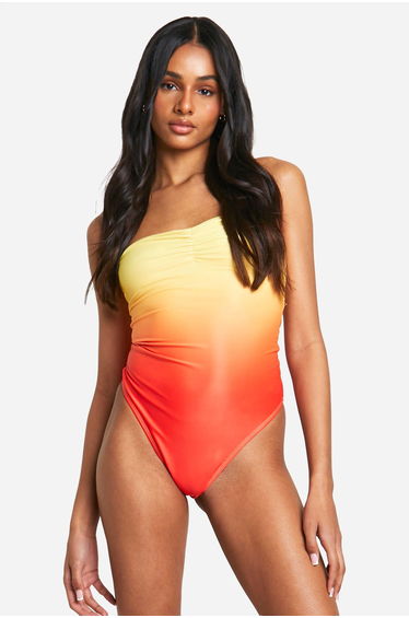 Tall Bandeau Sunset Ombre Swimsuit - orange