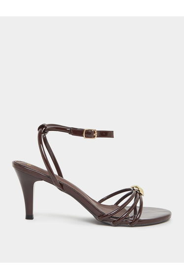 Women Bronze Strappy Stiletto Heel Sandals