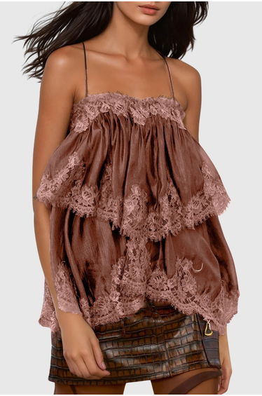 Drummond Spaghetti Ruffle Lace Top